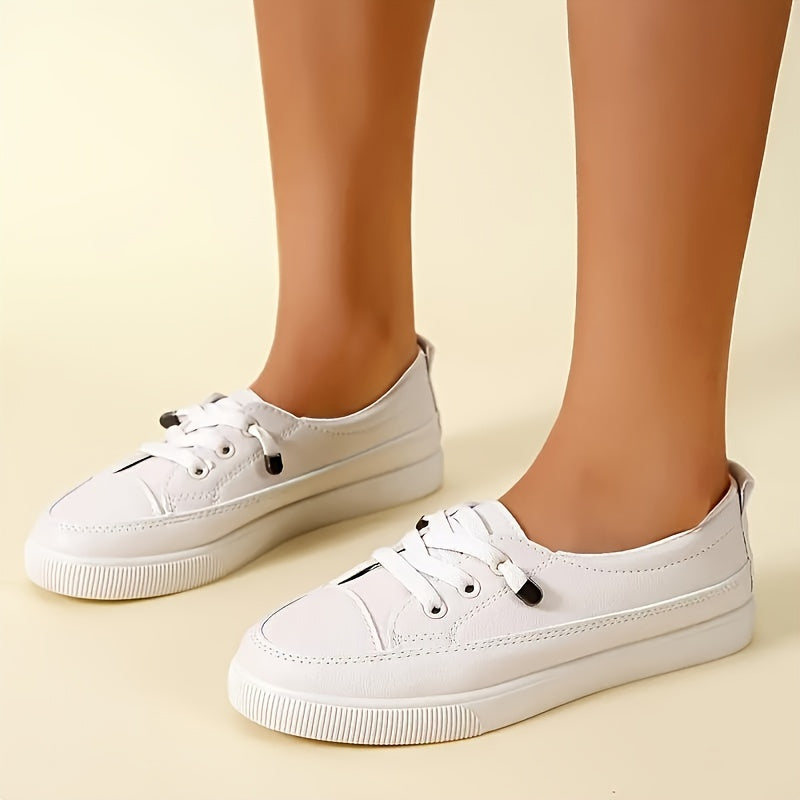 Comfortable White Slip-On Sneakers - Ultra-Comfortable Design, Easy Slip-On Style, Low-Profile Top for Casual Look, Versatile for Various Occasions - Designed Specifically for Active Women, Perfect for Daily Errands, Outdoor
