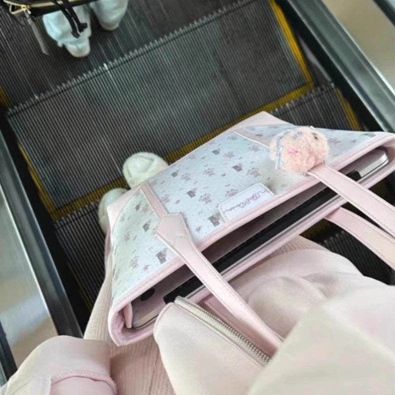 INGVN  Y2k Aesthetic Cartoon Print Shoulder Underarm Bag Fashion Chic Contrast Color Women's Handbags New Sweet Casual Kawaii Tote Bags