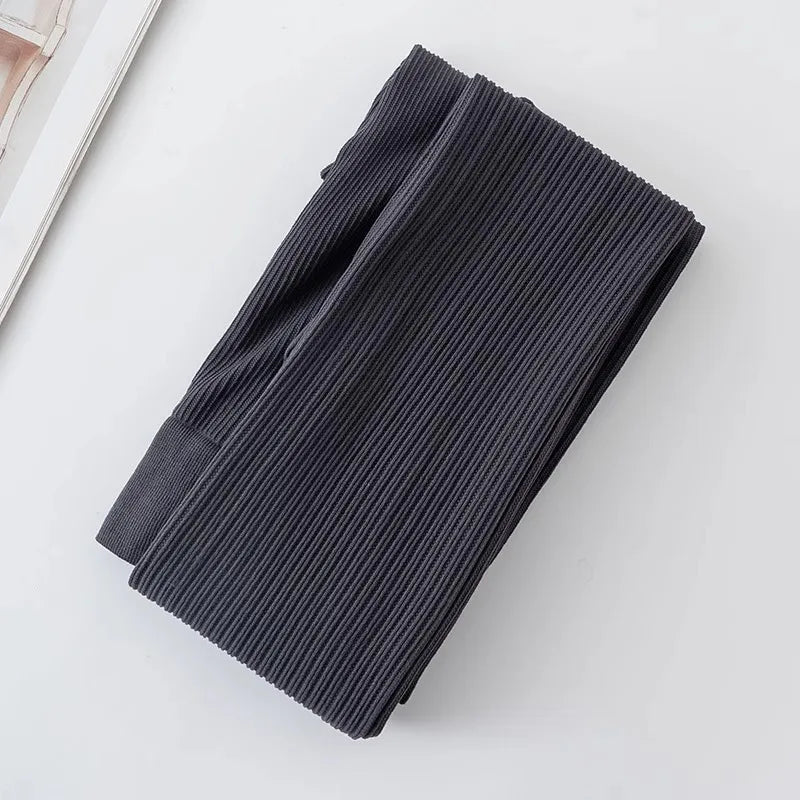 Knit Ribbed Pantyhose Women Sexy See-Through Stockings Black Striped Lace Tights For Women Skinny Leggings Pantyhose New