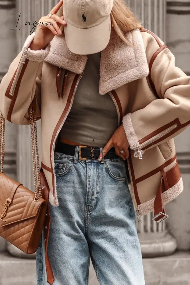 Ingvn - Casual Street Color Block Contrast Turndown Collar Outerwear(3 Colors)