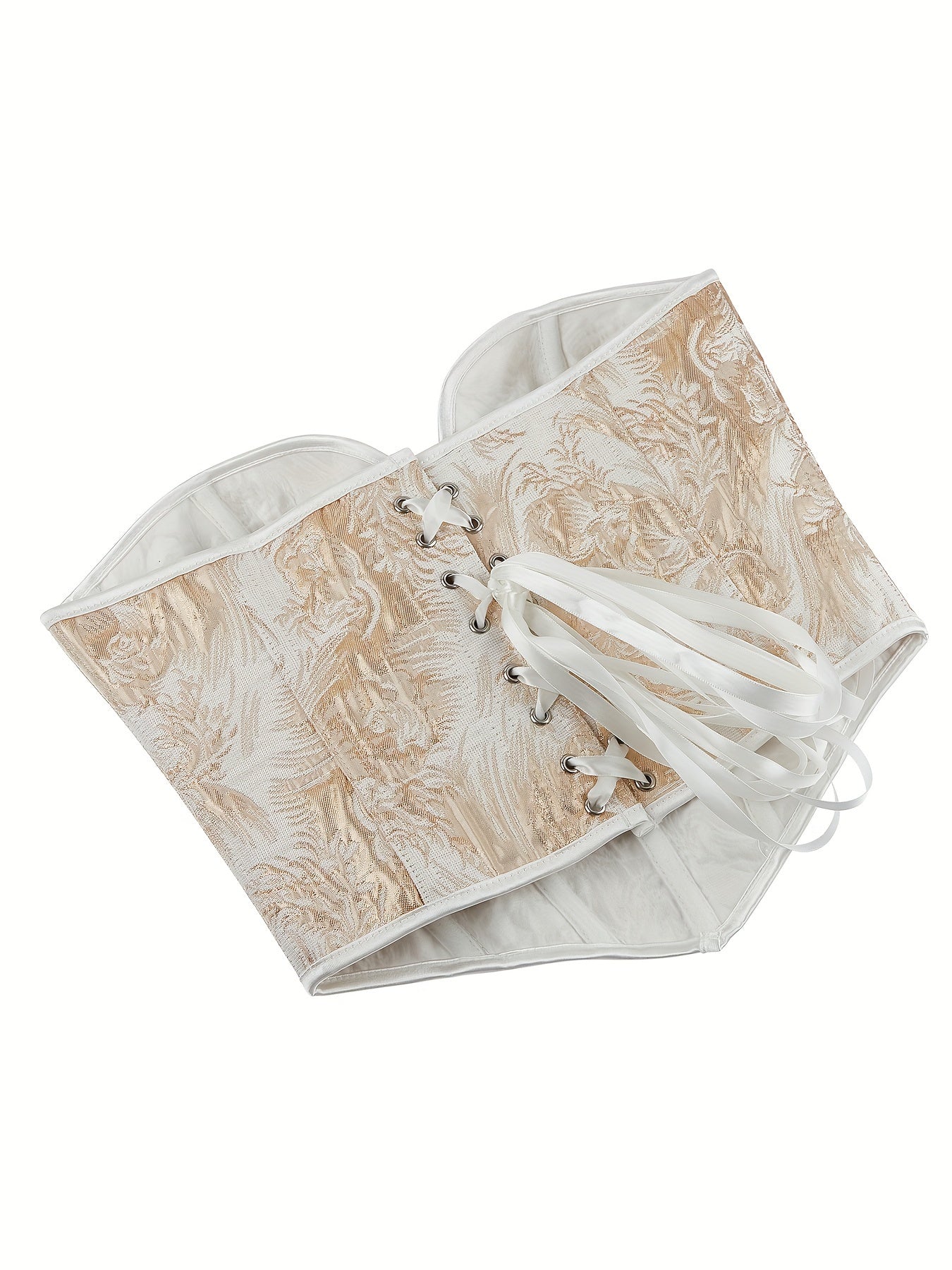 Elegant Floral Strapless Bustier – Tummy Control Lace-Up Body Shaper, Comfort Fit Women's Lingerie Corset