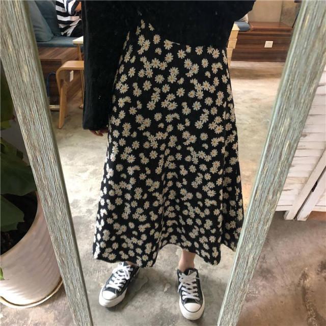 Flower Pattern Casual Fresh Loose Basic Simple College Wind Summer Chiffon Female Women New Arrival A-line Skirts