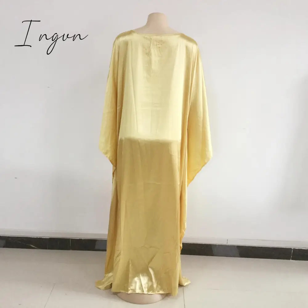 Ingvn - Lotus Leaf Digital Print Maxi Dress Spring and summer retro style African ladies loose V-neck dress