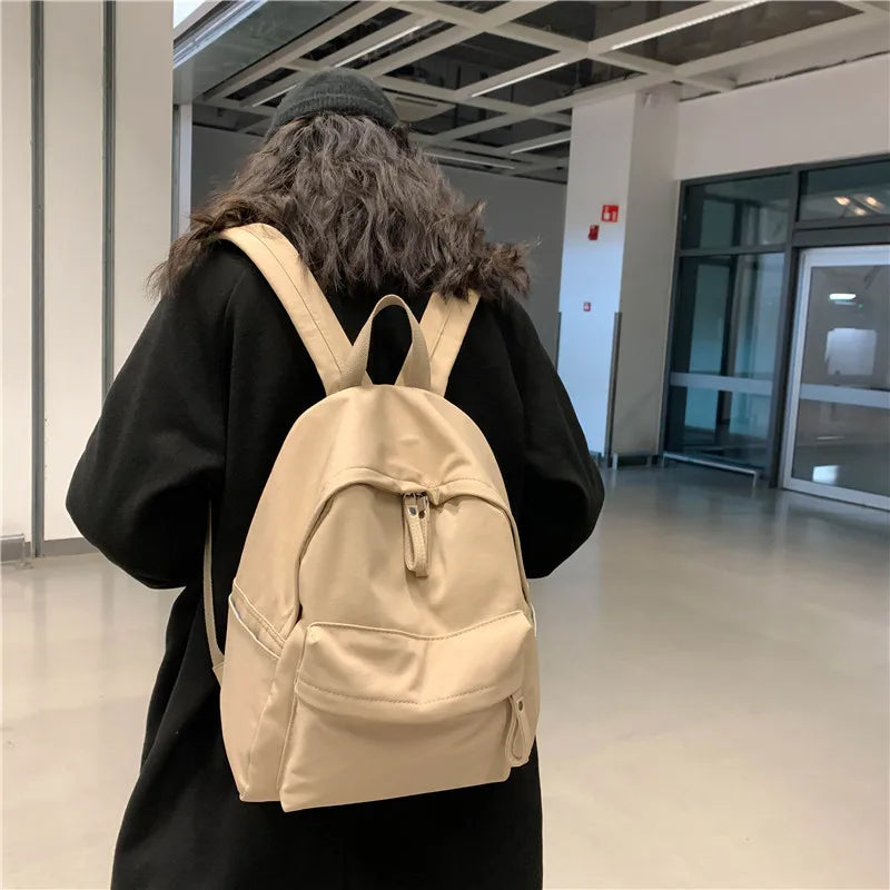 Ingvn  New Women's Fashion Women's Large Capacity University Backpack Cute Girls' Travel Backpack Cool Backpack Trendy Solid Color Back