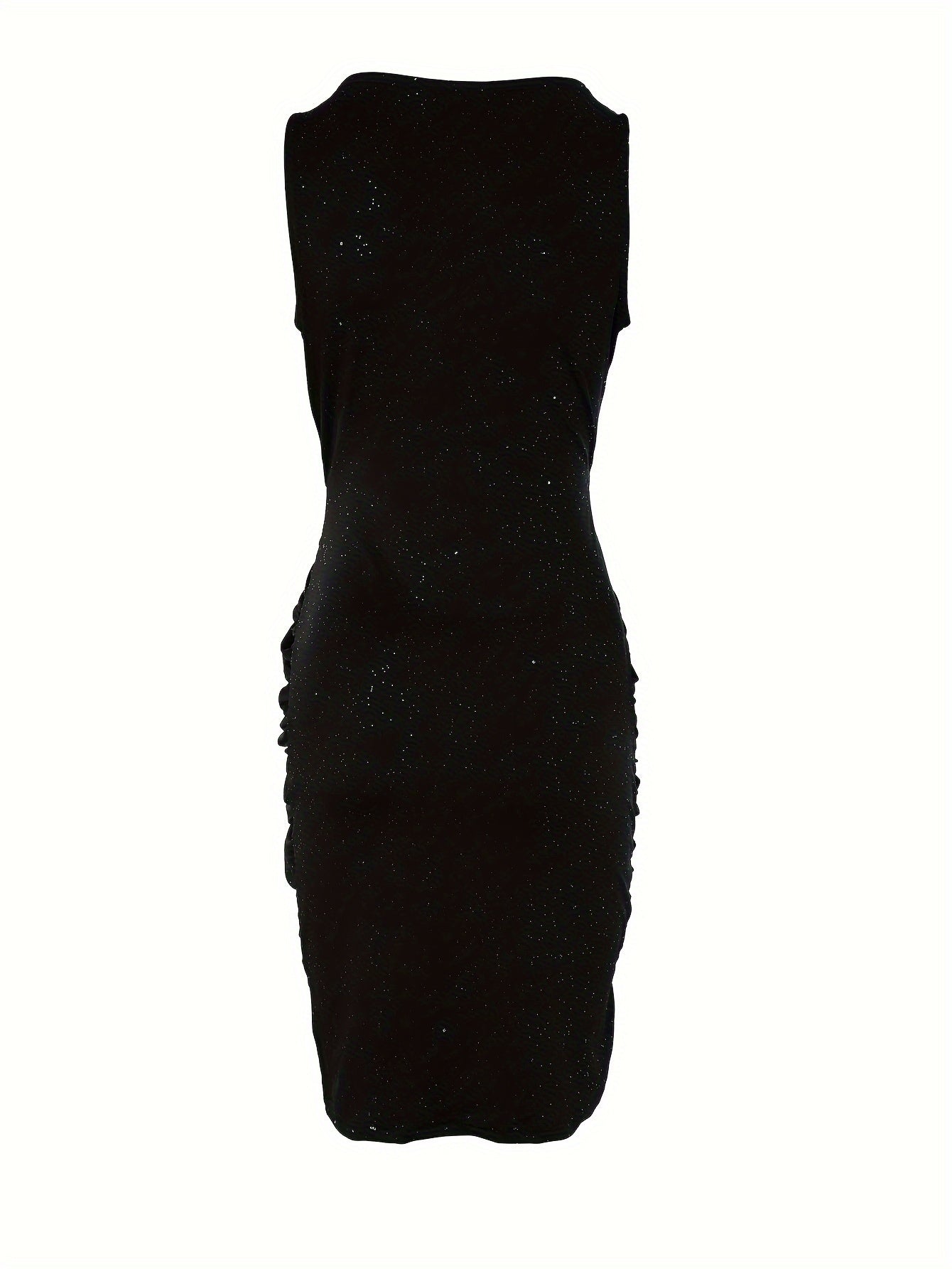 Chic Twist Front Ruched Bodycon Dress - Alluring Sleeveless V-Neckline, Figure-Enhancing Fit for Stylish Women