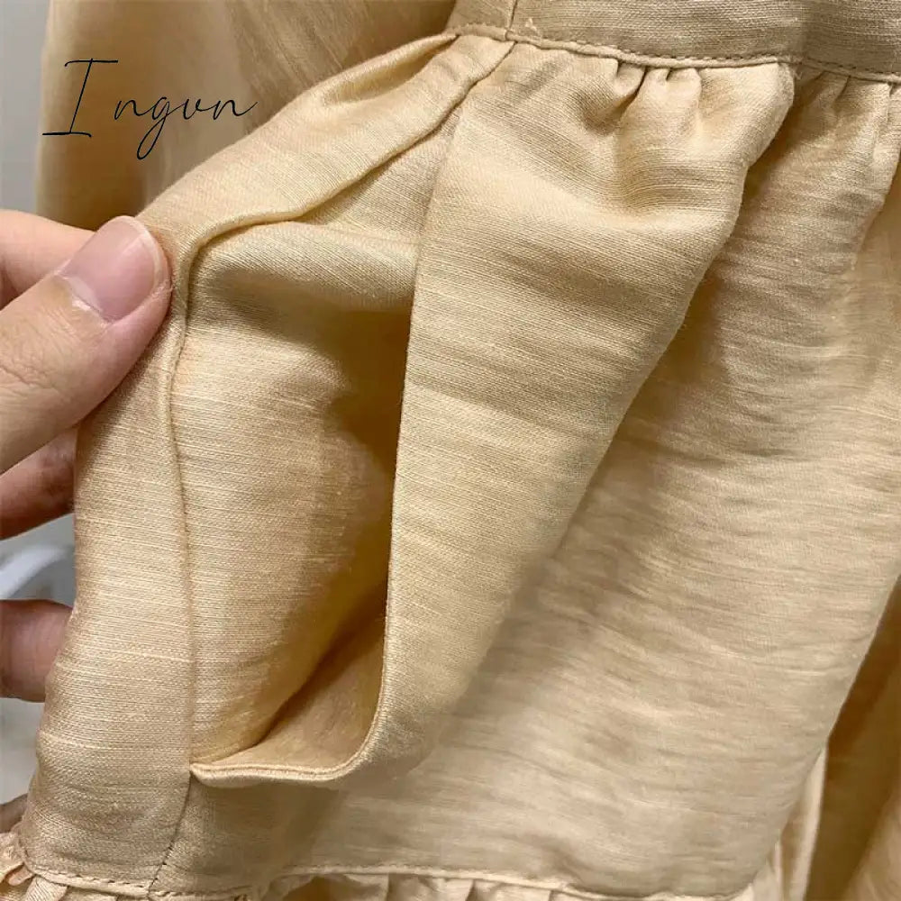 Ingvn - pleating women dress long sleeve spring autumn dress fashion ladies dress pockets mini sexy dress women