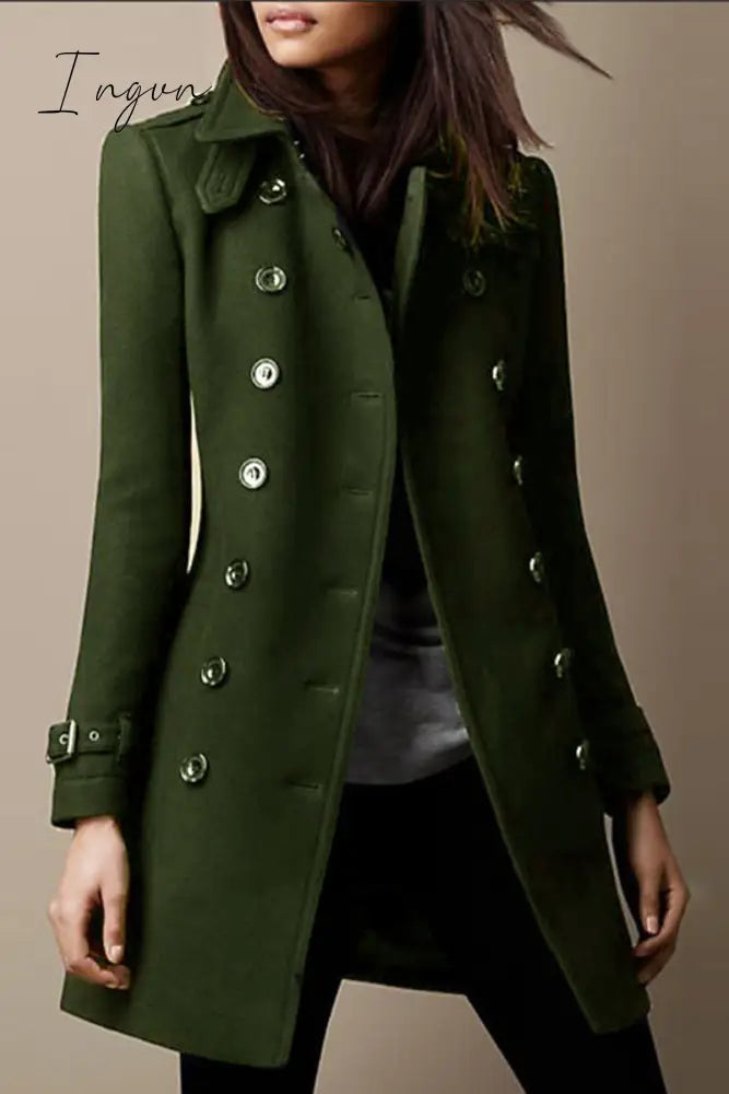 Ingvn - Casual Solid Buttons Mandarin Collar Outerwear