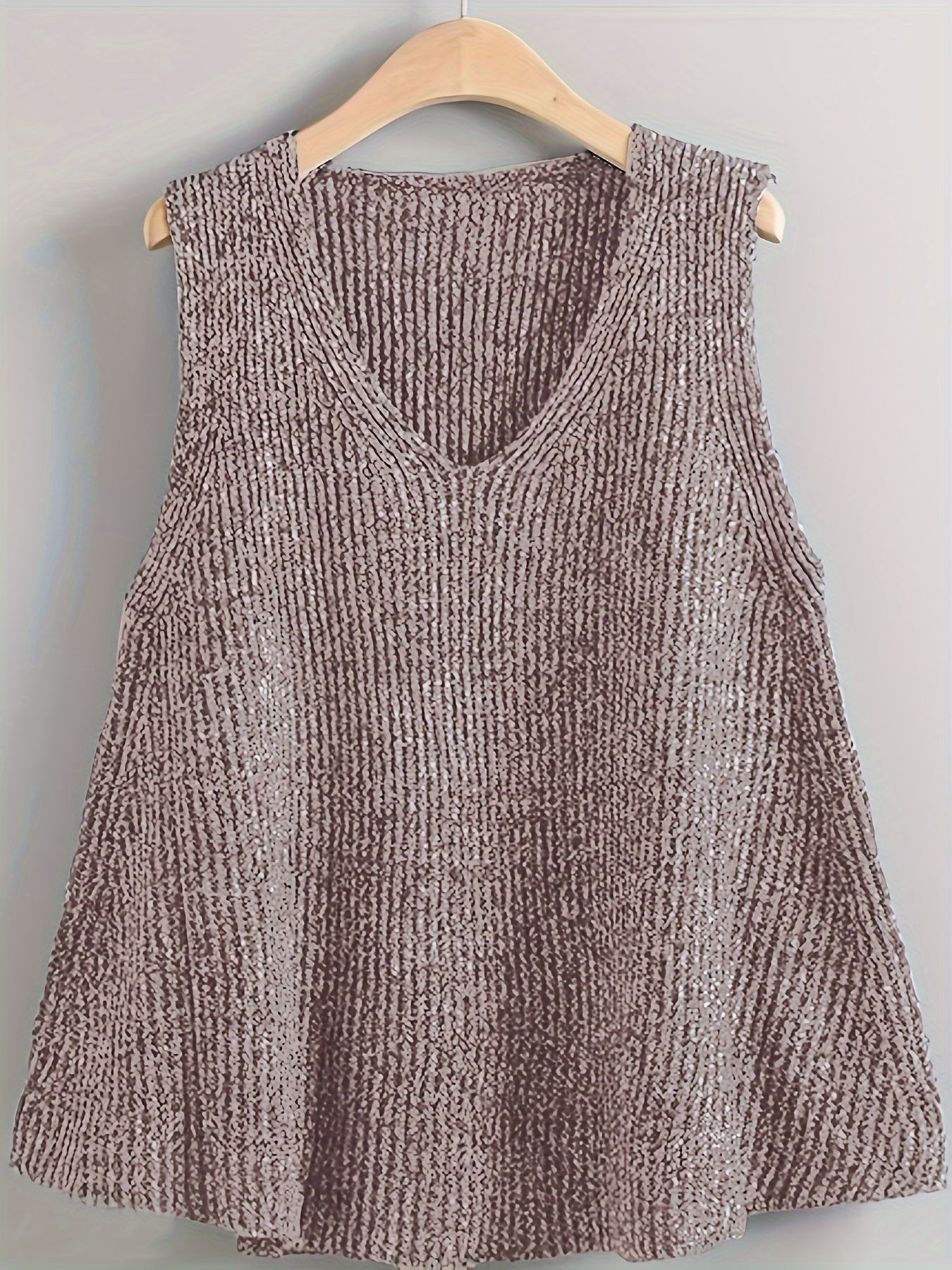 Chic Plus Size V-Neck Sweater Vest - Comfortable Stretch Fit for Daily Wear
