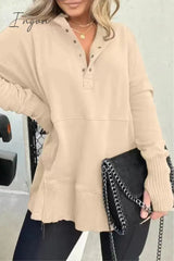 Ingvn - Casual Solid Buckle Hooded Collar Tops