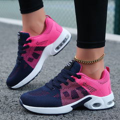 Women's Breathable Mesh Running Shoes with Air Cushion - Lightweight, Lace-Up Casual Sneakers for All Seasons