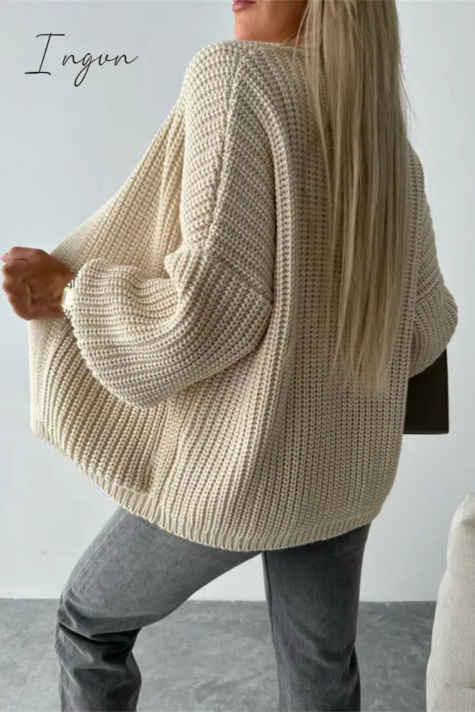 Ingvn - Elegant Solid Pocket V Neck Outerwear