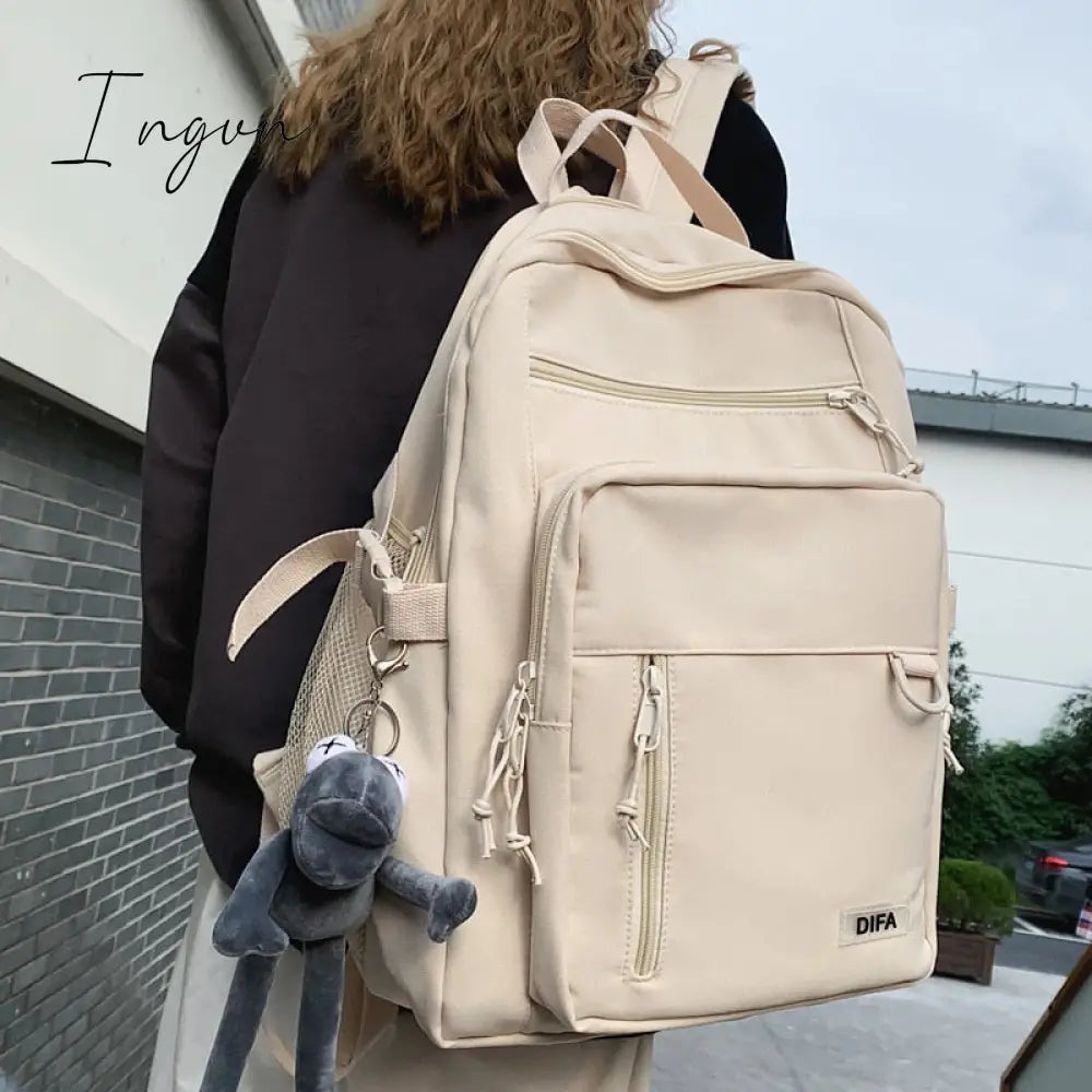Ingvn - Aesthetic College Multi-Pocket Backpack