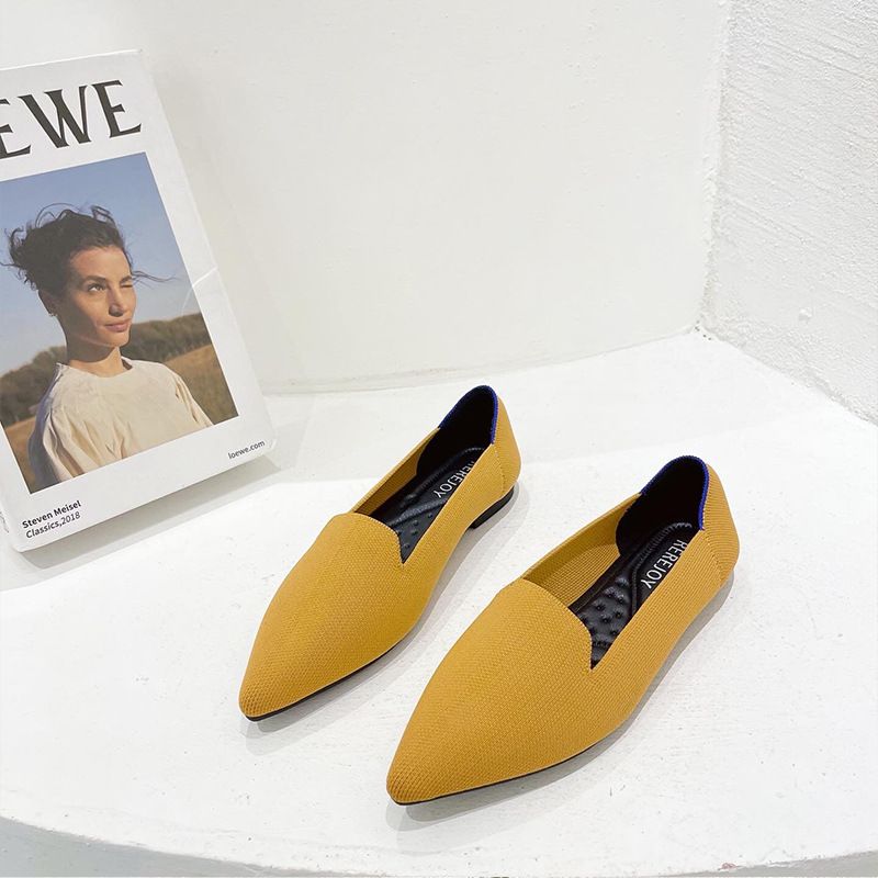 women's flat shoes Large shoes Fashion good materials Knitted breathable rubber anti-skid latex insole Spring and autum