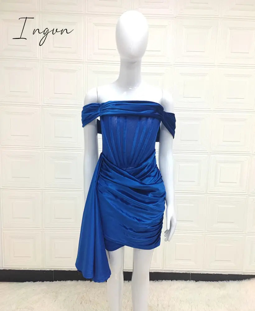 Ingvn - Spring Outfits Trends Draping Off Shoulder Corset Dress High Quality Christmas Summer Bodycon Dress Women Sexy Evening Club Dress Outfit