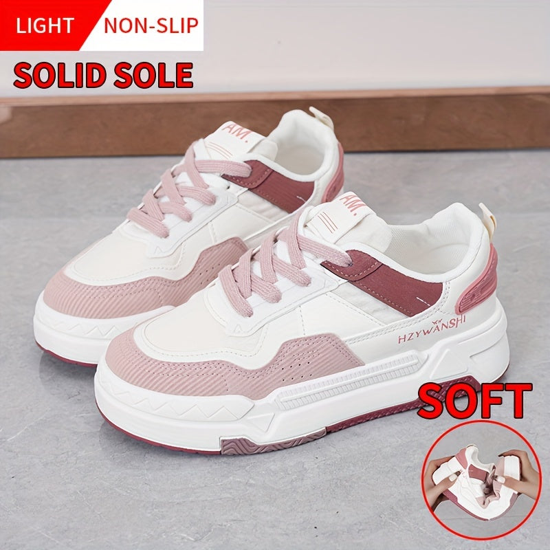 Women's Casual Platform Sneakers, Versatile Lace Up Outdoor Shoes, Comfortable Low Top Skate Shoes plus size