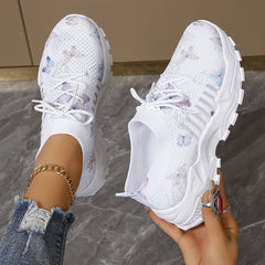 Stylish Butterfly Mesh Running Shoes - Road Running, Breathable Low-Cut Lightweight Comfortable Sneakers with Laces for Women - Perfect for Casual Daily Exercises and Outdoor Activities