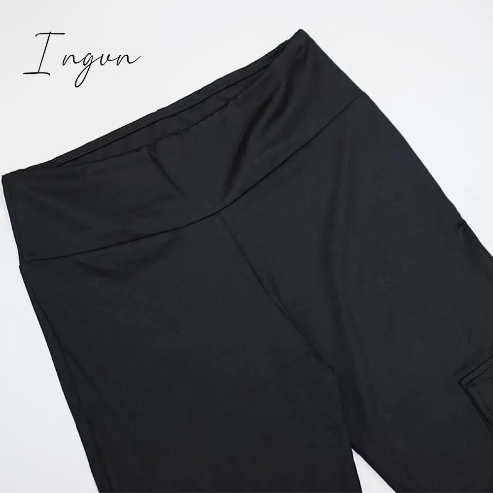 Ingvn - Women Slim Leggings High Waist Elastic Push Up Four Pockets Legging Female Workout Fitness Leggins Femme Casual New