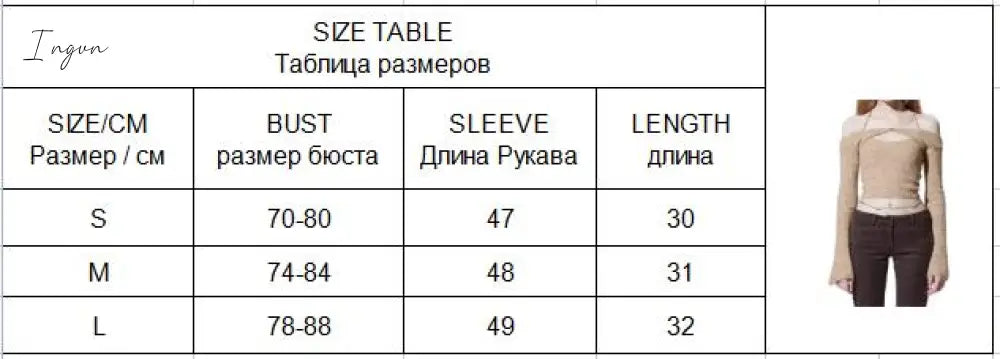 Ingvn - Y2K Top Women Long Sleeve T-Shirts 2 Piece Tops Halter Tanks Backless Crop Top Off Shoulder Tees Sexy Christmas Clothes