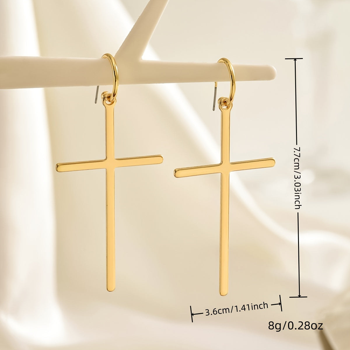 Modern Minimal, Elegant & Chic Cross Dangle Earrings - Minimalist Iron Fashion Statement for Casual Attire