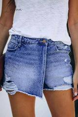 Ingvn - Ripped & Repaired Denim Skorts