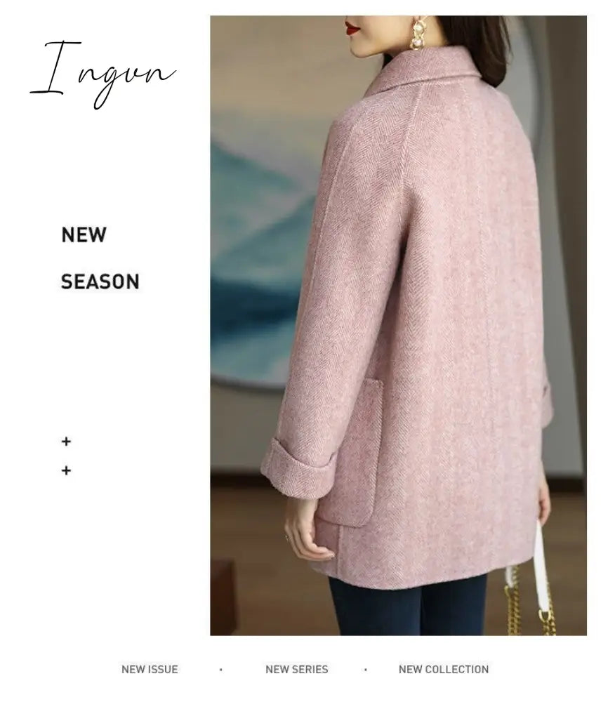 Ingvn - Autumn And Winter New Fashion Women's Jacket Loose Leisure All-Match Western Style High-End Woolen Female Coat