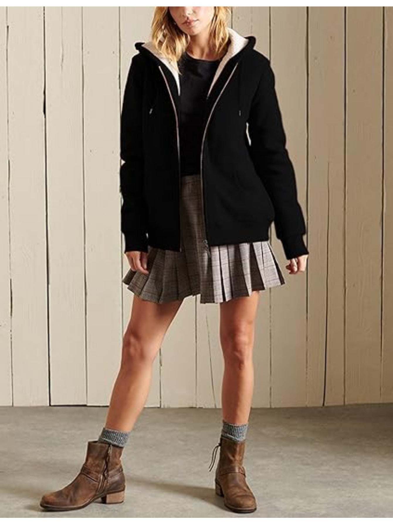 Full Zip Up Women's Casual Sherpa Lined Hoodie Sweatshirt Jacket Coat