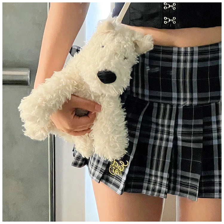 INGVN  Japanese Kawaii Cute Dog Doll Handbags Fashion Sweet Women Trendy Crossbody Bag Girls Casual Y2k Fluffy Shoulder Bags for Gitfs
