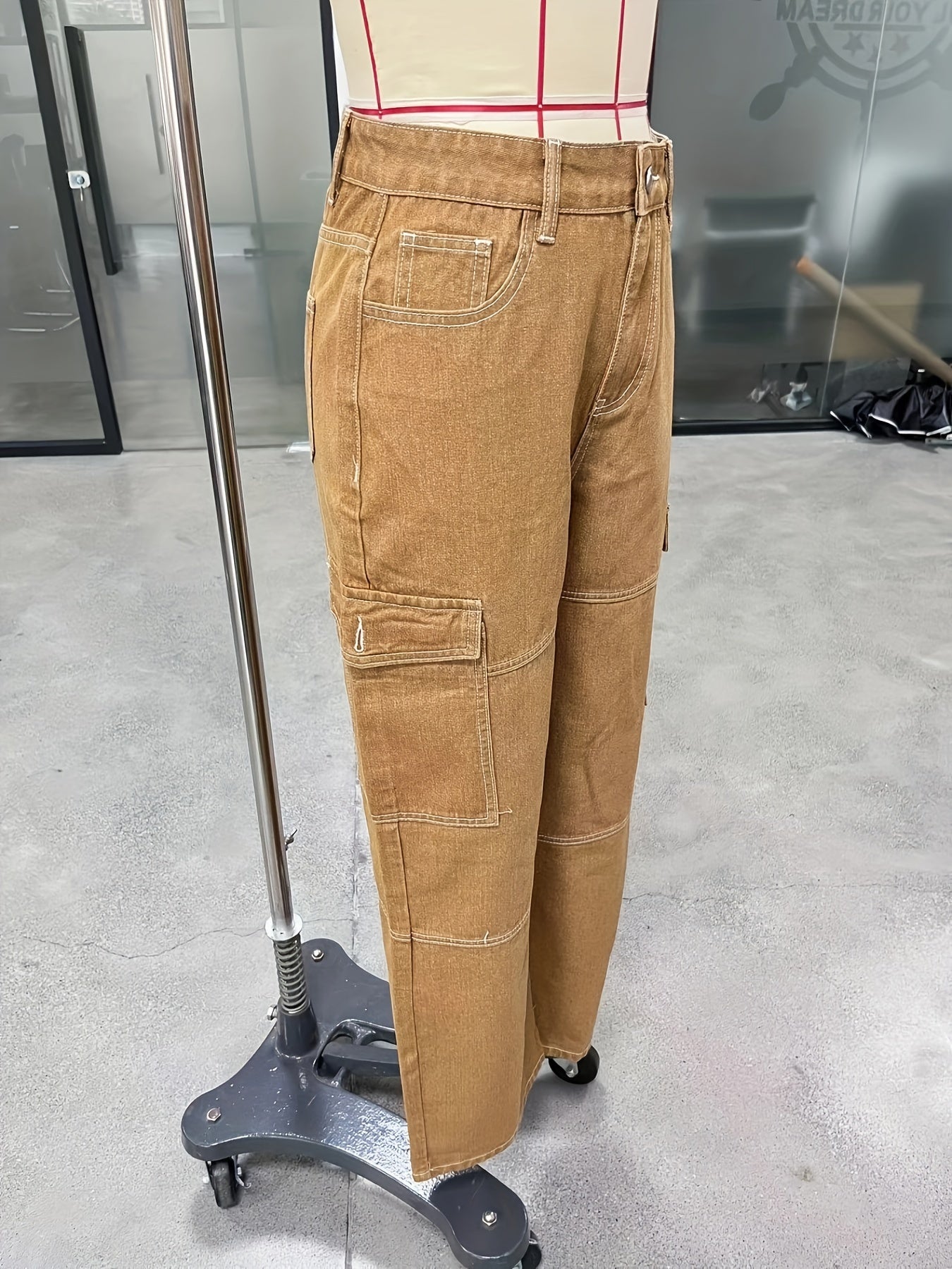 Y2K Kpop Cargo Pants for Women - Fashionable Flap Pockets, Comfortable Loose Fit, Durable Non-Stretch Denim, Straight Jeans Style - A Trendy Wardrobe Essential