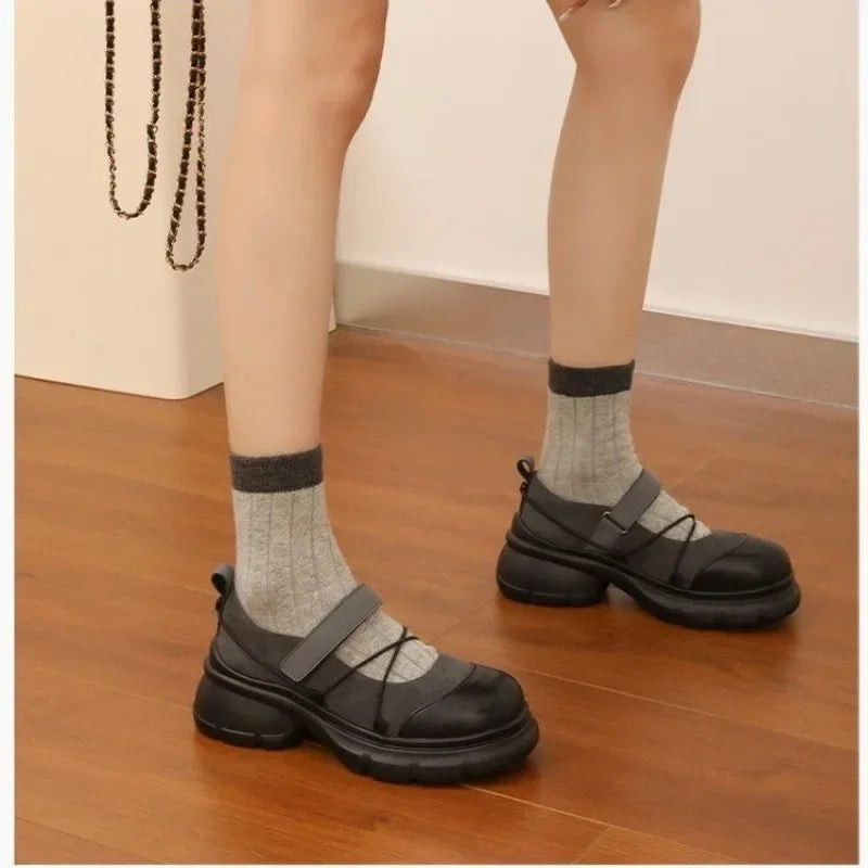 Ingvn  Autumn Chunky Women Sports Shoes Fashion Shallow Butterfly-knot Platform Sneakers Ladies Casual Flats Outdoor Mary Jane Shoe