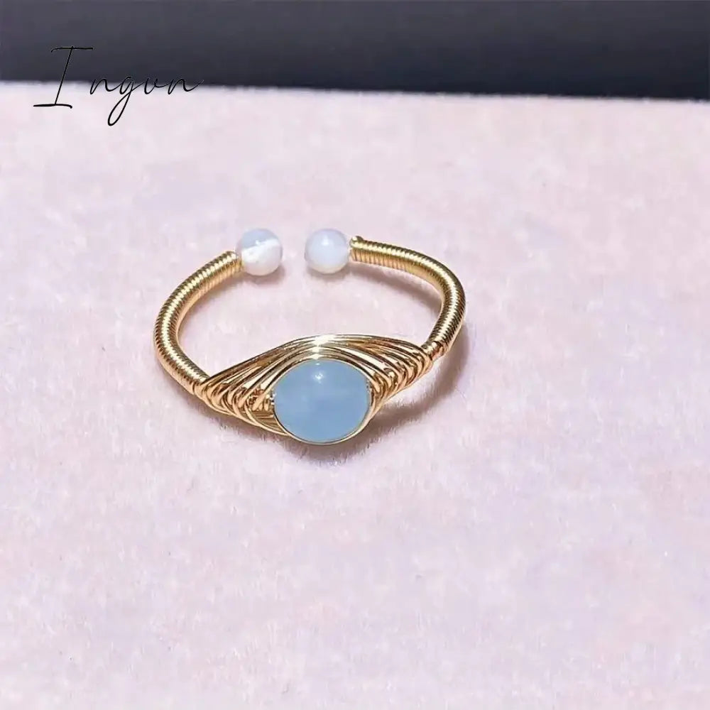 New Fashion Simple Amethyst Natural Stone Opening Ring for Women Exquisite Copper Ring Elegant Niche Design Party Jewelry