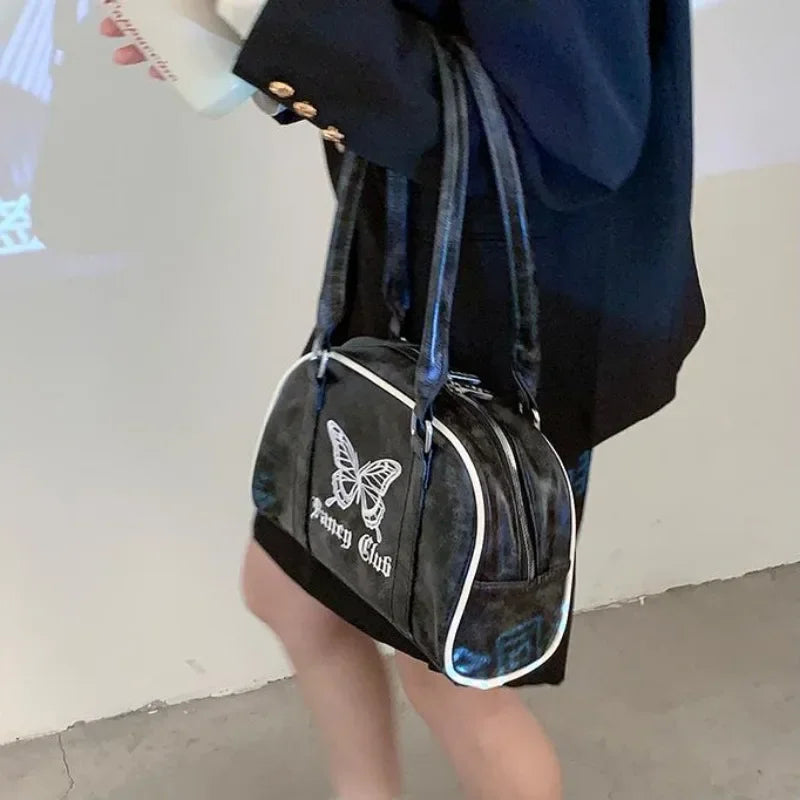 Ingvn  Vintage Y2k Womens Handbag Embroidery Butterfly Elegant Fashion Shoulder Bag Casual Harajuku Exquisite Female Boston Bag