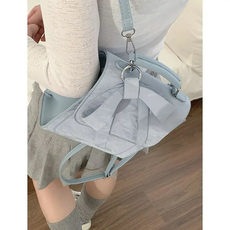 Ingvn  Bow Womens Backpack Sweet College Style Fashion Small Square Backpacks Casual Cute Literary All-match Aesthetic Female Bag