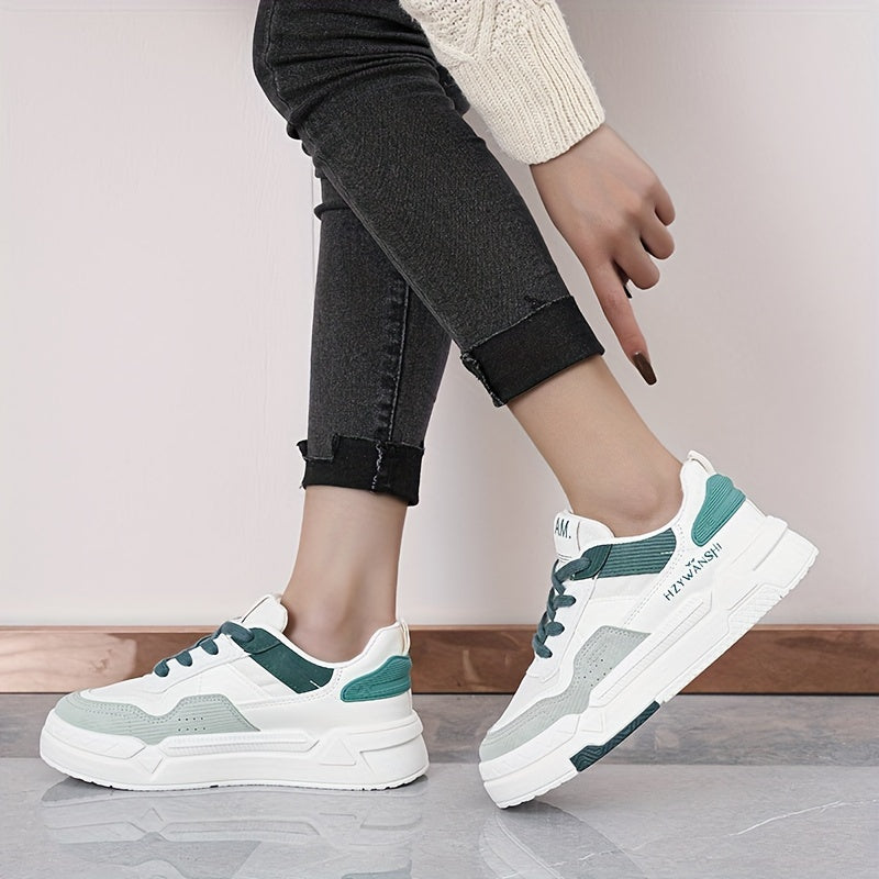 Women's Casual Platform Sneakers, Versatile Lace Up Outdoor Shoes, Comfortable Low Top Skate Shoes plus size