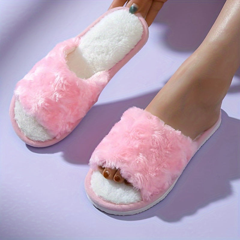 Floral Design Home Warm Slippers, Soft Sole Lightweight Plush Lined Shoes, Non-slip Indoor Mute Shoes