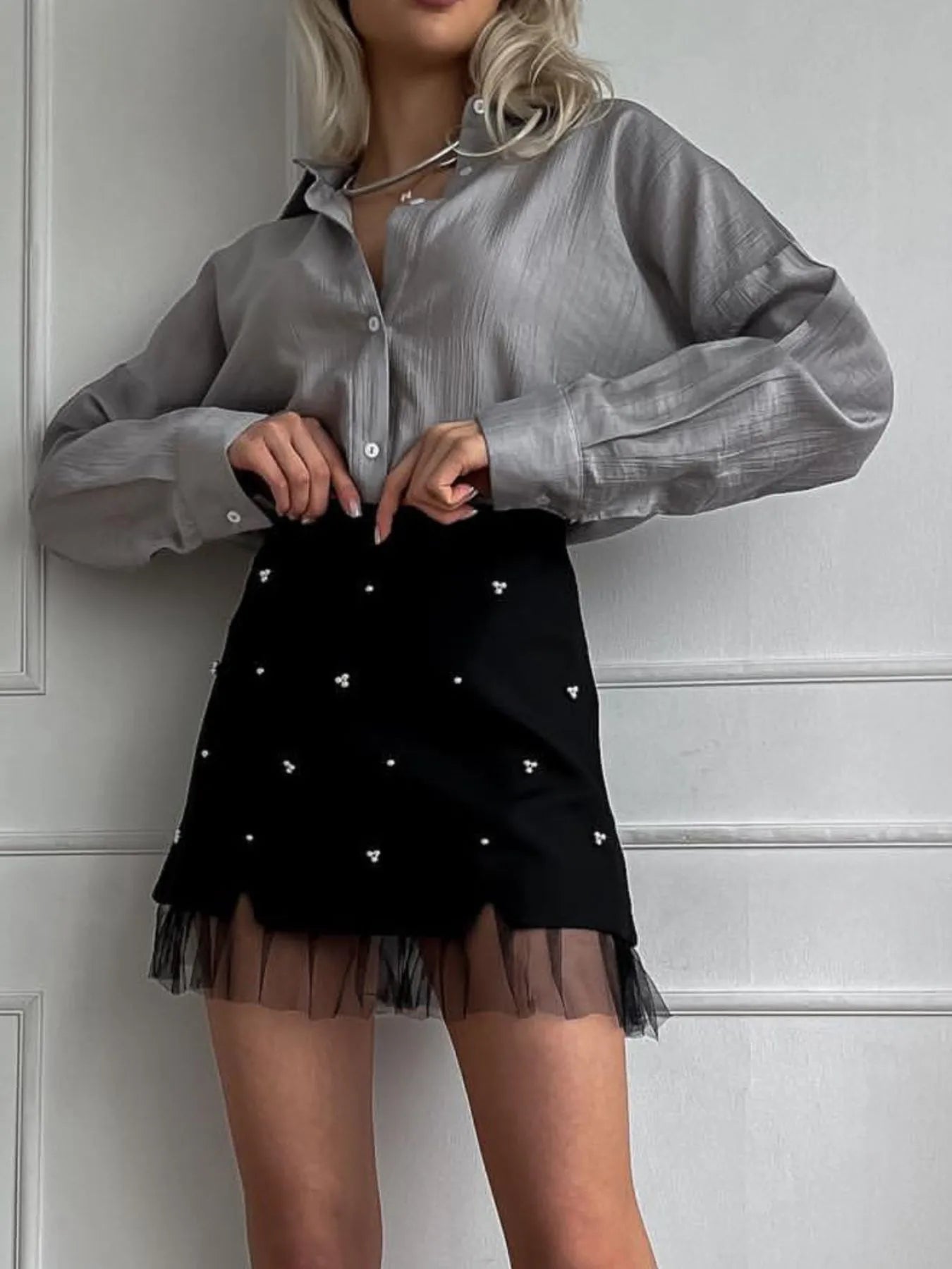 Tulle Hem Mini Skirt