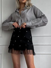 Tulle Hem Mini Skirt