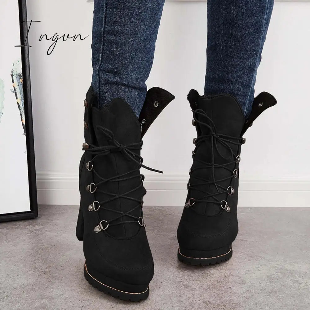 Ingvn - Non Slip Chunky Platform High Heel Boots