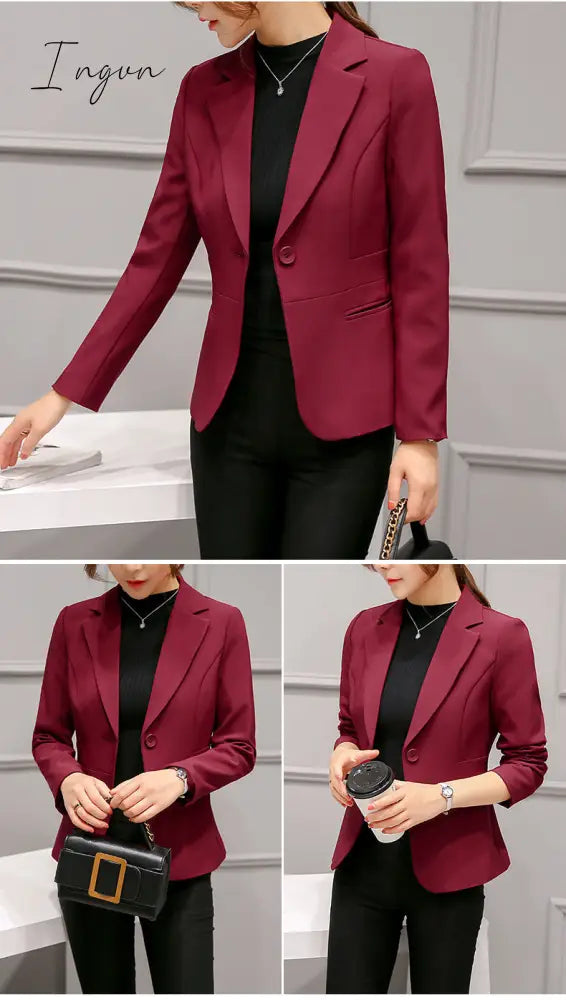 Ingvn - Black Women Blazer Formal Blazers Lady Office Work Suit Pockets Jackets Coat Slim Black Women Blazer Femme Jackets Femme