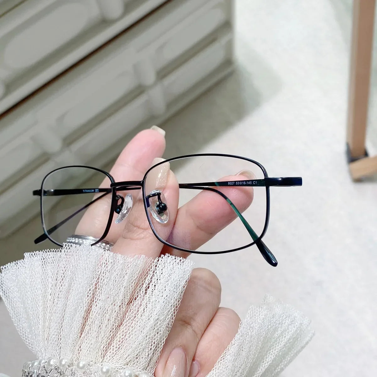 INGVN  Small Square Glasses Frame for Women Metal Frame Flat Anti-blue Bayonetta Glasses Japanese Men Retro Trendy Reading Y2K Glasses