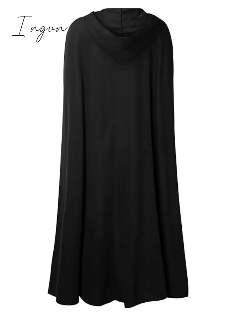 Ingvn - Women's Coat Cloak / Halloween Capes Long Layered Coat Green Black Blue Gray Stylish Christmas Fall Single Breasted Crewneck Loose S M L XL / Winter