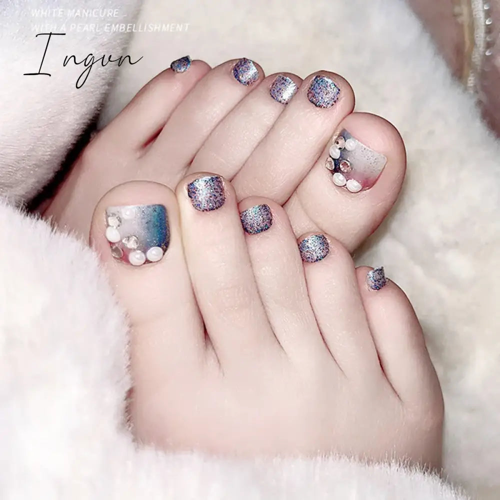 Nails STILETTO Fake Nail Tips 12pcs/Box Metallic False Nail Art Manicure Press on Nails Mirror Look