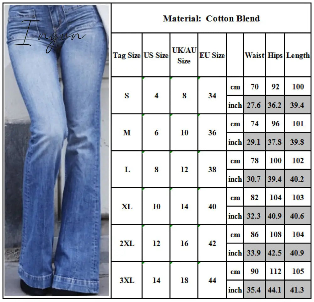 Ingvn - Skinny Flared Jeans Women's Fashion Denim  Pants Bootcut Bell Bottoms Stretch Trousers Women Jeans Woman Jeans Low Rise Jeans