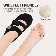 Cozy Wide Fit Slippers for Women - Soft, Lightweight, Non-Slip Rubber Sole, Hook-and-Loop Fastener, Breathable Fabric Upper, EVA Insole, Perfect for Indoor/Outdoor Use in Fall Season