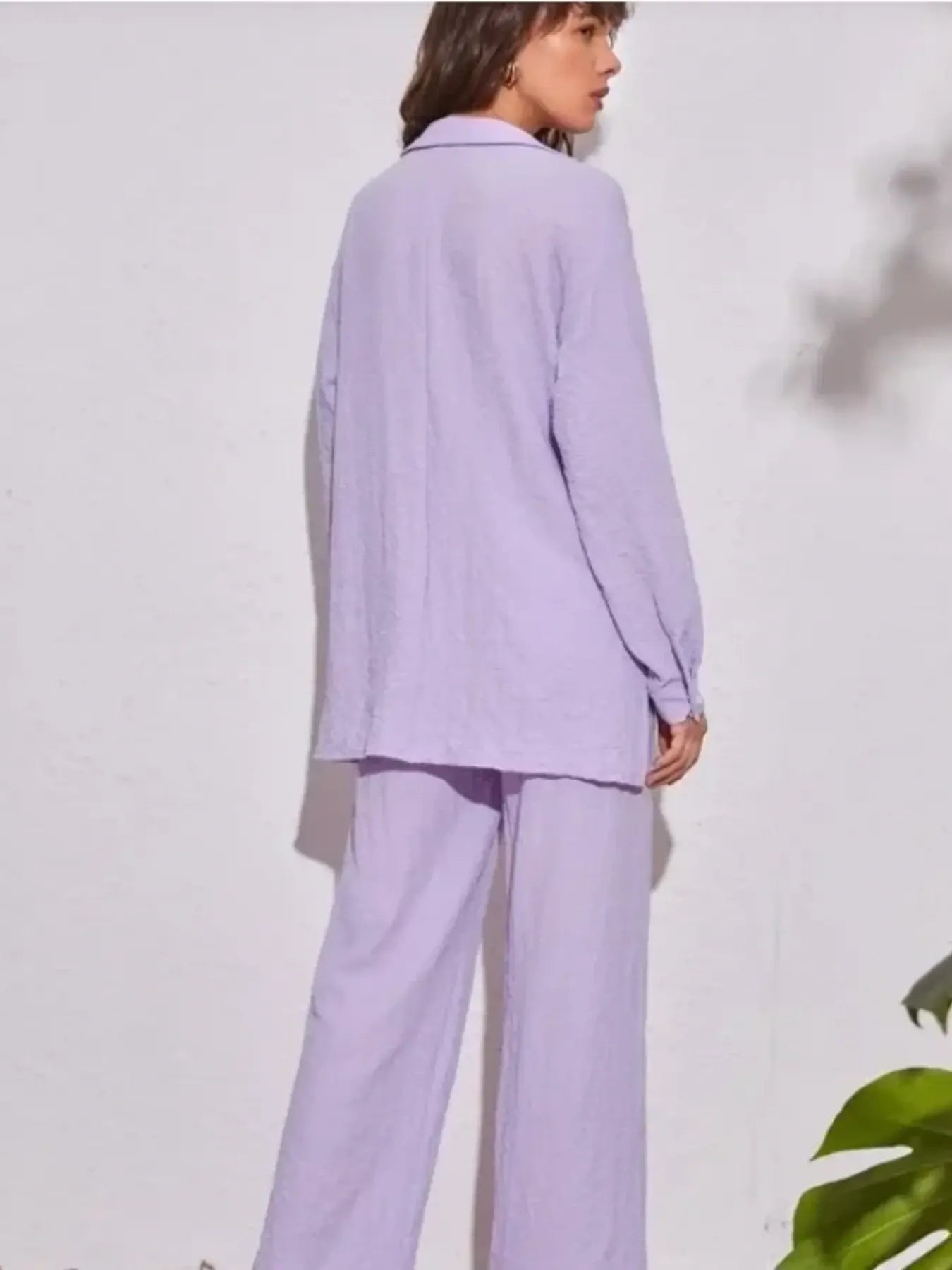 Button Up Long Sleeve Shirt and Pants Set