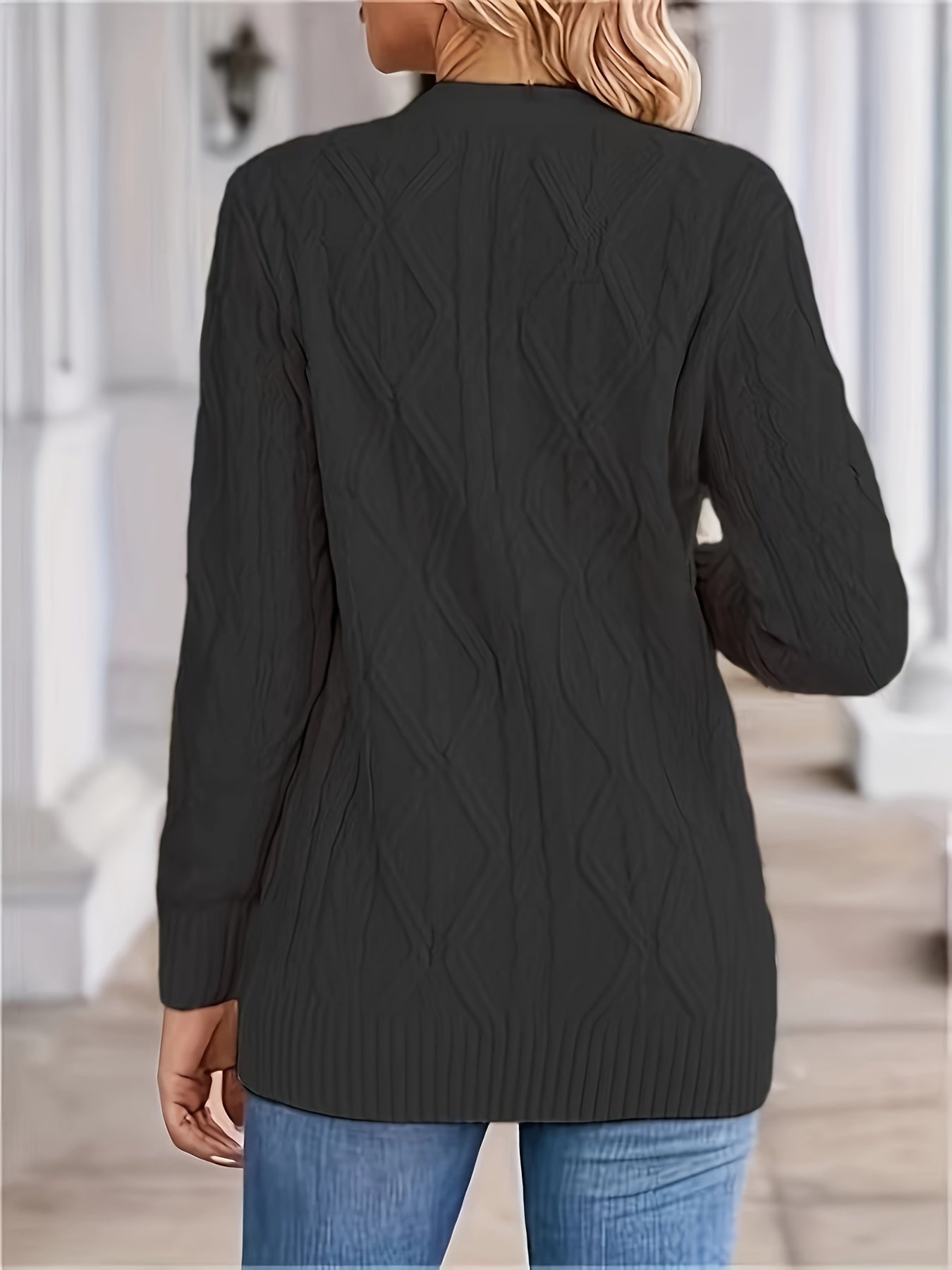 Cozy Cable Knit Long Sleeve Cardigan - Women's Casual Single Breasted Cardigans with Pockets for Spring & Fall - Soft, Comfortable, and Stylish Women's Clothing