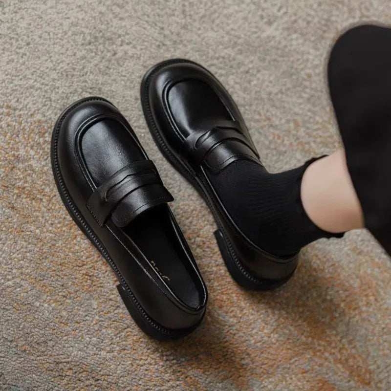 Woman Pumps Loafers Punk Round Toe Shoes for Women Stylish Genuine Mark E Trend Wholesale Footwear on Offer Casual Lastest