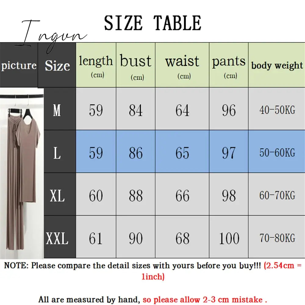 Ingvn - Female Home Clothes 2 Pieces Set Lady Home Suit Summer Women Lounge Wear Autumn Loose Homewear Suit for Women Pajamas Pants Set