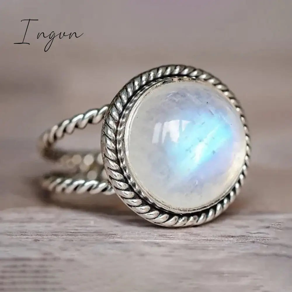 Ingvn - Exquisite Round Imitation Opal Rings Women Newly Designed Unique Versatile Female Finger Accessories Party Trendy Jewelry