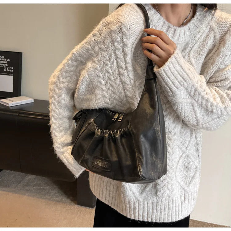 INGVN  Luxury Design Fashion Zipper Underarm Bag Streetwear Grunge Vintage Handbags Japanese Y2k Aesthetic Shoulder Bags Women Casual