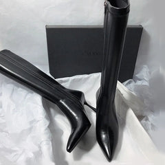 New Style Thin High Heel Women Boots Pointed Toe Women's High Tube Long Boots Zip Boots Mujer Solid Color Sexy Botas Mujer